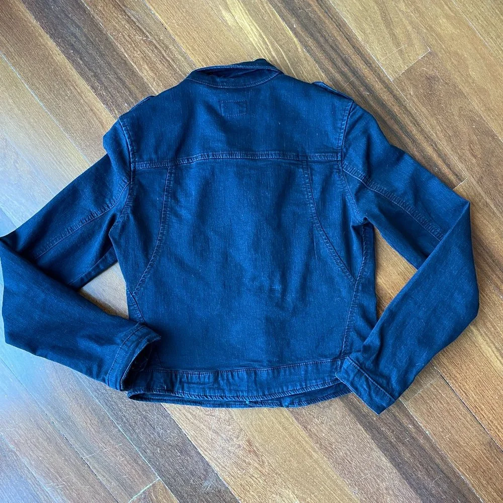 Hudson Girls Moto Denim Jacket Sz XL - Dark Navy Blue